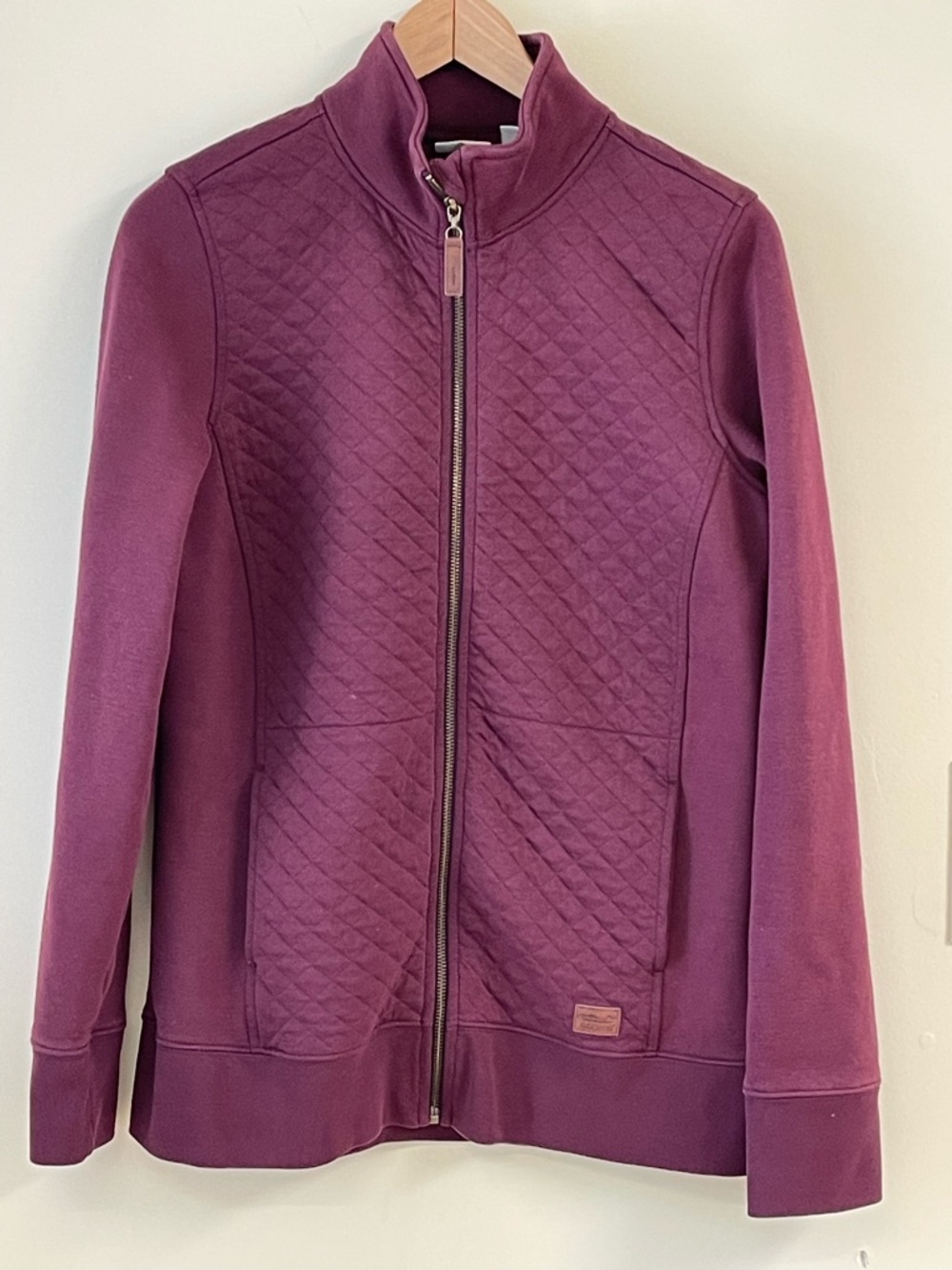 L.L.Bean Quilted Zip Jacket Plum M Tall Cotton Blend